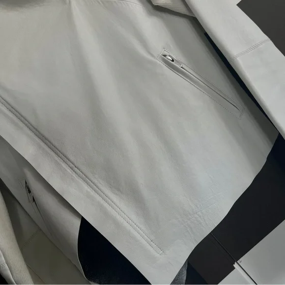 VEDA White & Black Flap Leather Jacket Size Medium - Picture 11 of 15